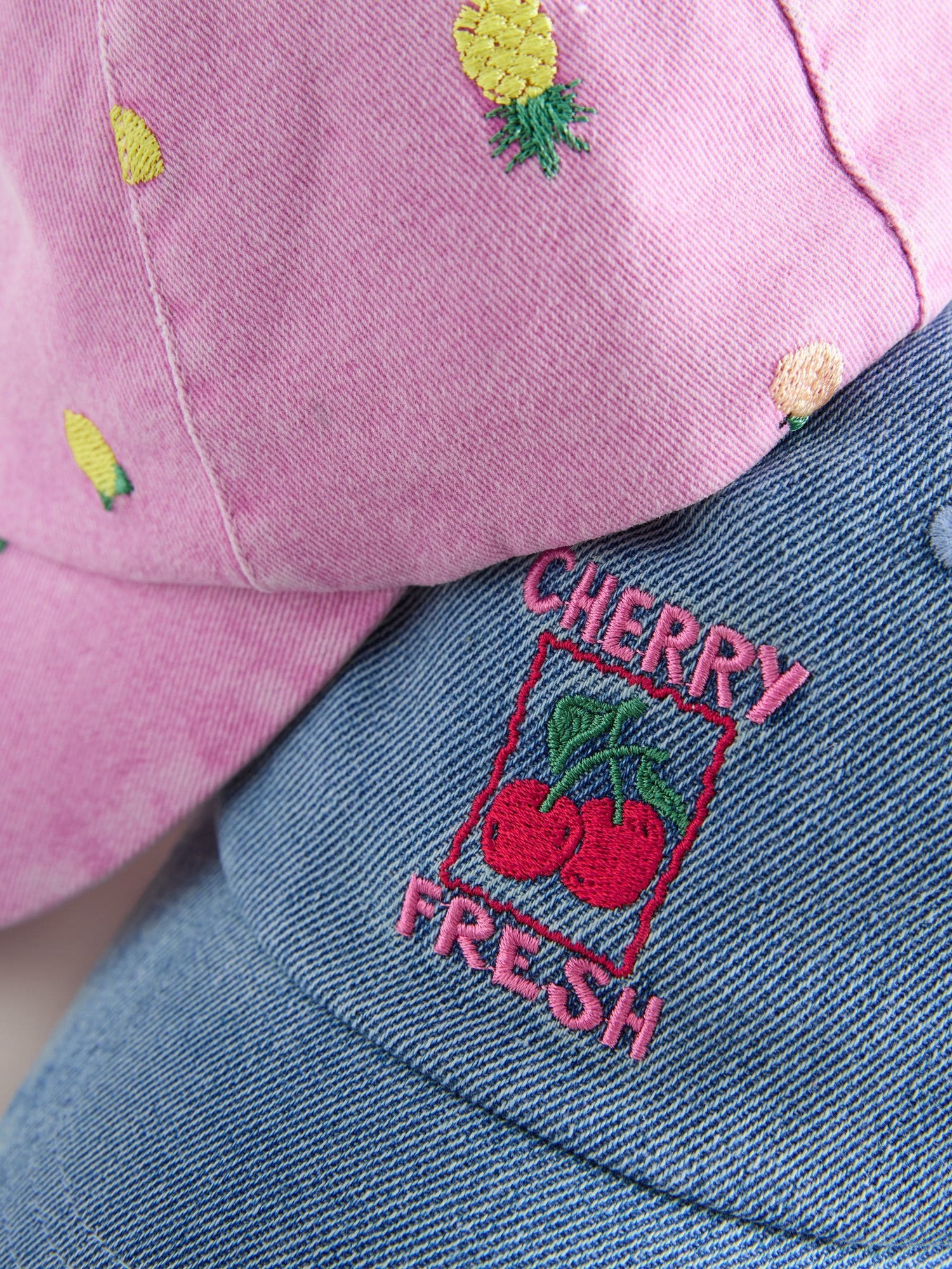 Pink Fruit/Blue Cherry Caps 2 Pack (1-13yrs) - Size 1-2 Years (80-92cm)