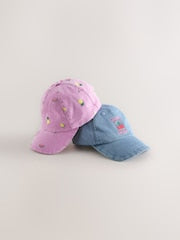 Pink Fruit/Blue Cherry Caps 2 Pack (1-13yrs) - Size 1-2 Years (80-92cm)