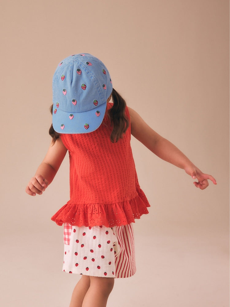 Blue/Red Berries Baseball Cap (1-16yrs) - Blue/Red Berries / 7-10 Years (122-140cm)