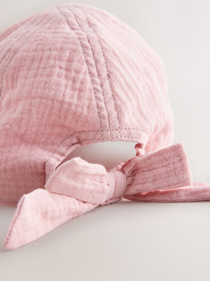 Pink Bow Back Cap (3mths-10yrs) - Size 3-9 Months (62-74cm)
