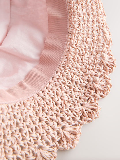 Pink Straw Sun Hat (3mths-13yrs)