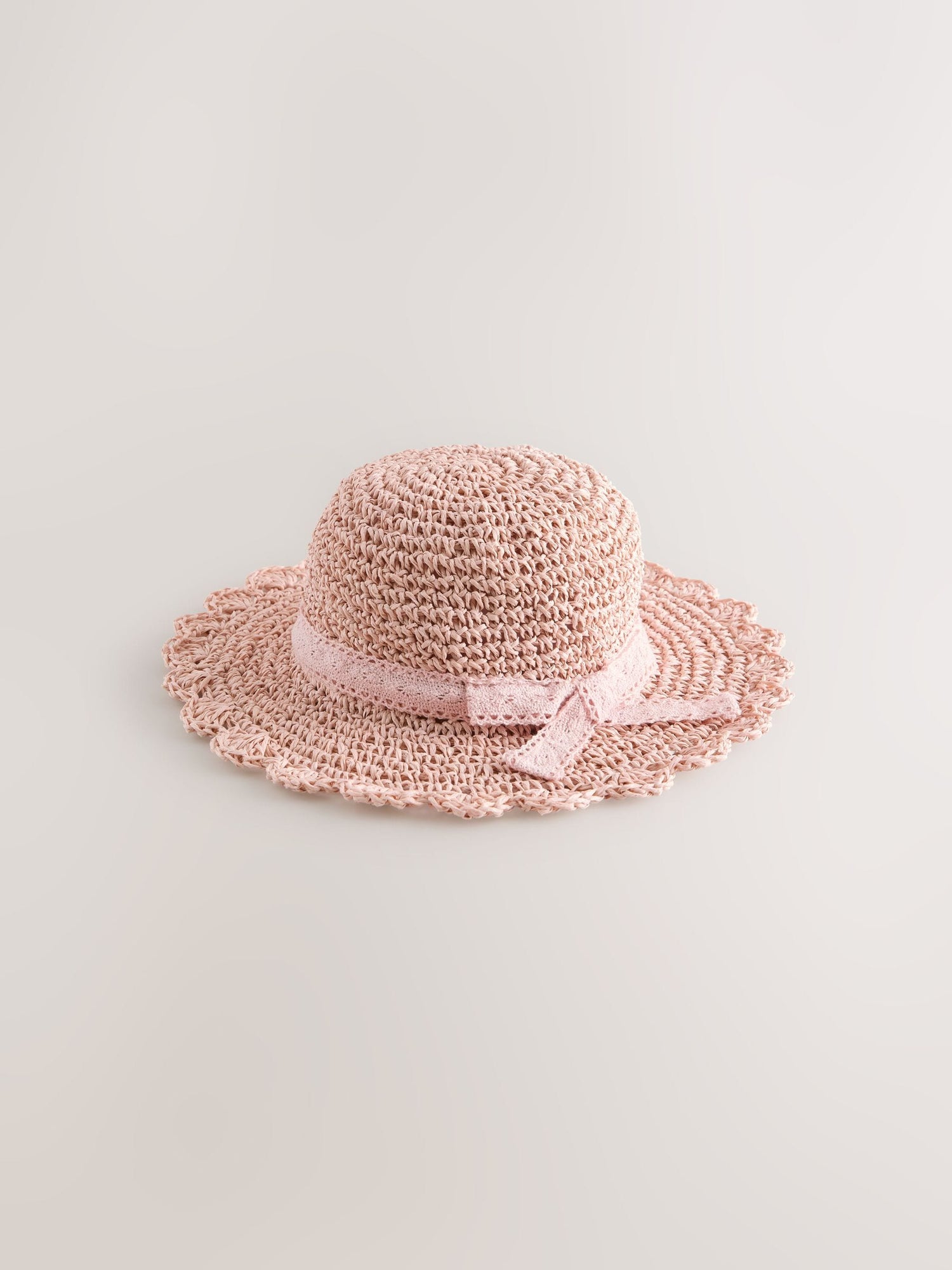 Pink Straw Sun Hat (3mths-13yrs) - Size 1-2 Years (80-92cm) - Default 1