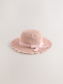 Pink Straw Sun Hat (3mths-13yrs) - Size 1-2 Years (80-92cm)