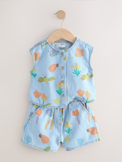 Denim Ladybug Print Character Set (3mths-7yrs) (3mths-7yrs) - Size 3-6 Months (62-68cm)