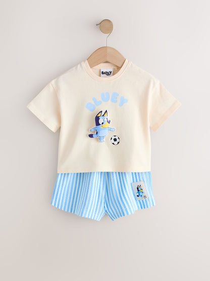 Ecru White Bluey Football Shorts Set (12mths-7yrs)