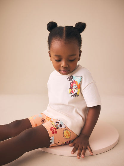 Ecru White Beach Minnie Mouse Cycle Shorts Set (3mths-7yrs)