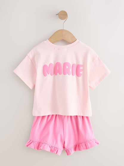 Pink Disney Marie Shorts Set (3mths-7yrs)