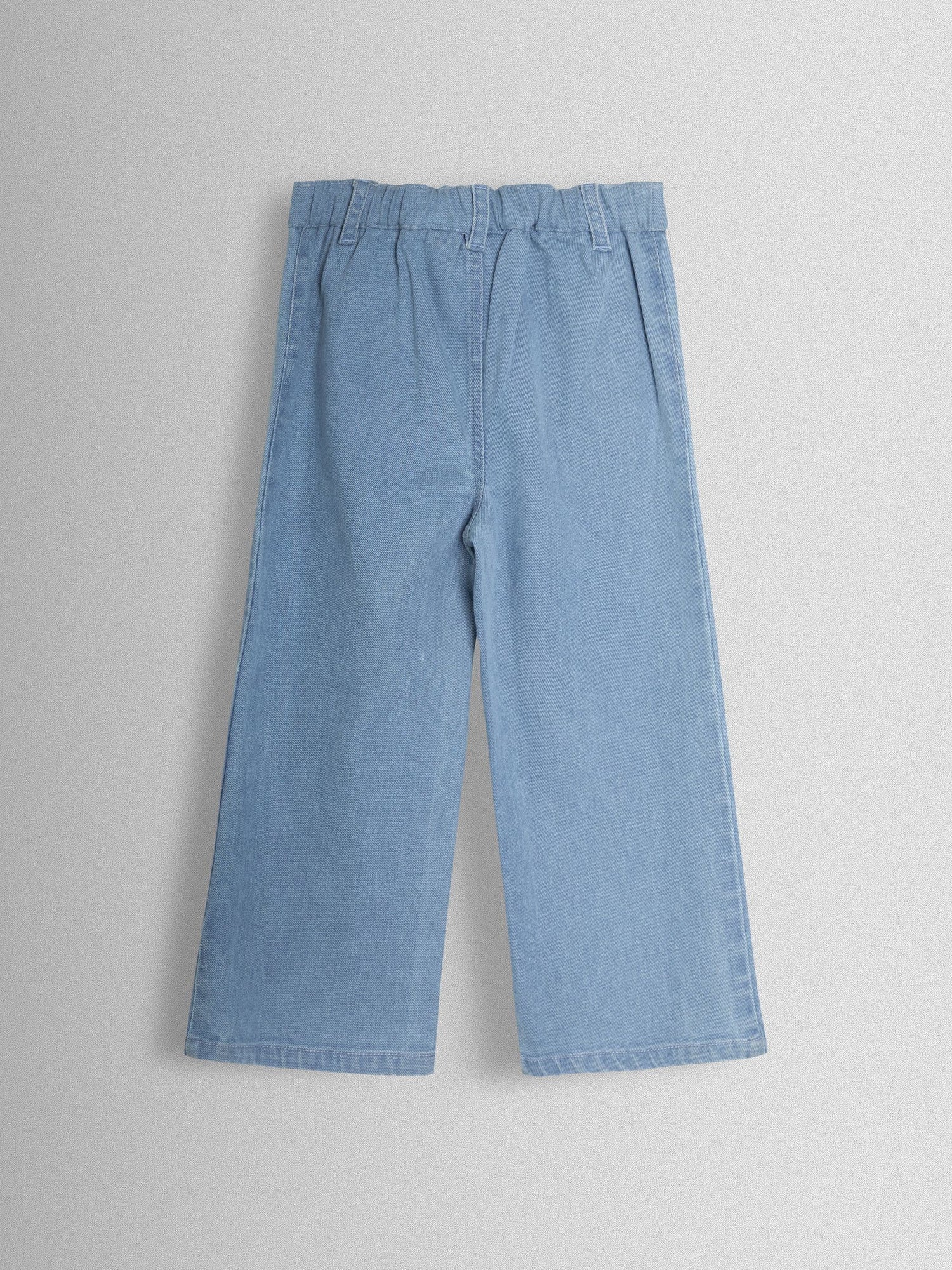 JoJo Maman Bébé Denim Blue Wide Leg Patch Pocket Denim Trousers - Size 6-12 Months (68-80cm)