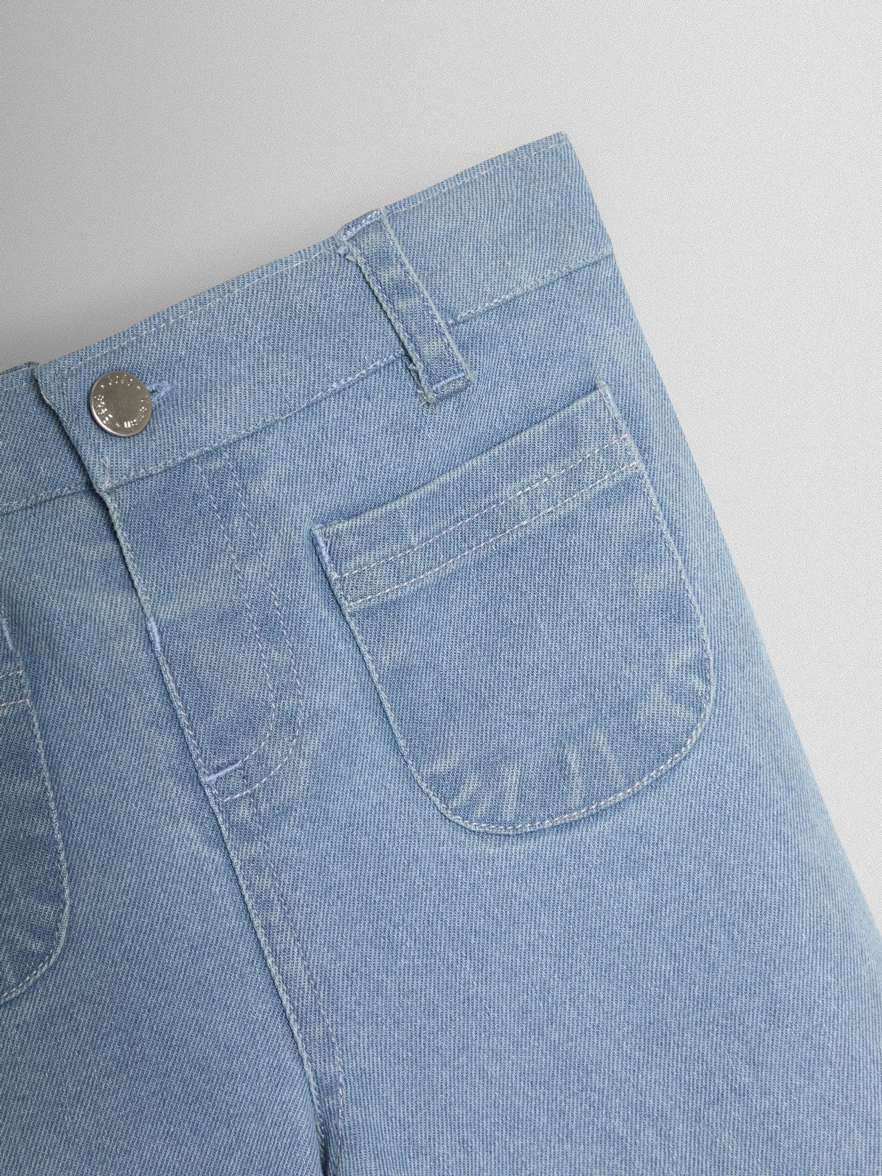 JoJo Maman Bébé Denim Blue Wide Leg Patch Pocket Denim Trousers - Size 6-12 Months (68-80cm)