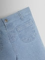 JoJo Maman Bébé Denim Blue Wide Leg Patch Pocket Denim Trousers - Size 6-12 Months (68-80cm)