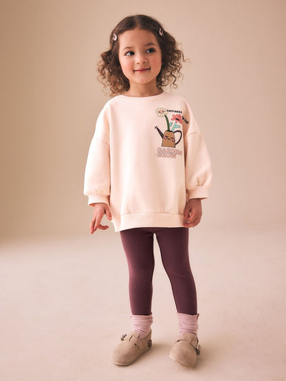 Cream Garden Graphic Sweatshirt and Leggings Set (3mths-7yrs) - Cream Garden Graphic / 12-18 Months (80-86cm)