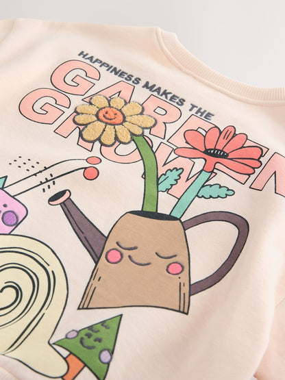 Cream Garden Graphic Sweatshirt and Leggings Set (3mths-7yrs)