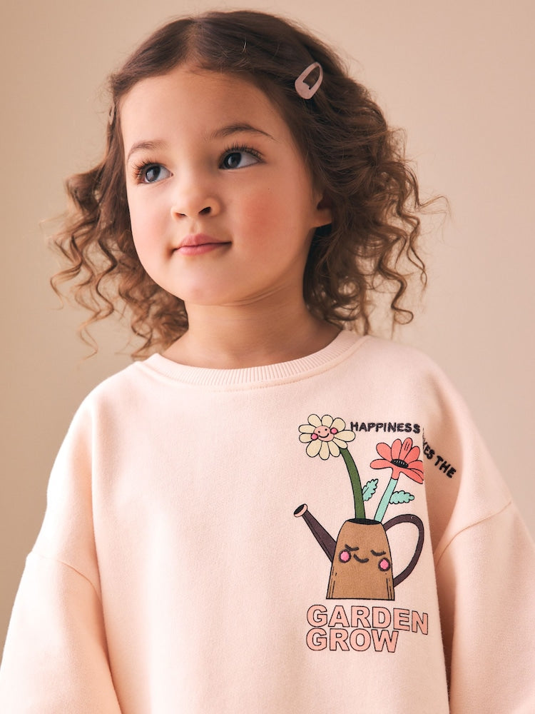 Cream Garden Graphic Sweatshirt and Leggings Set (3mths-7yrs)