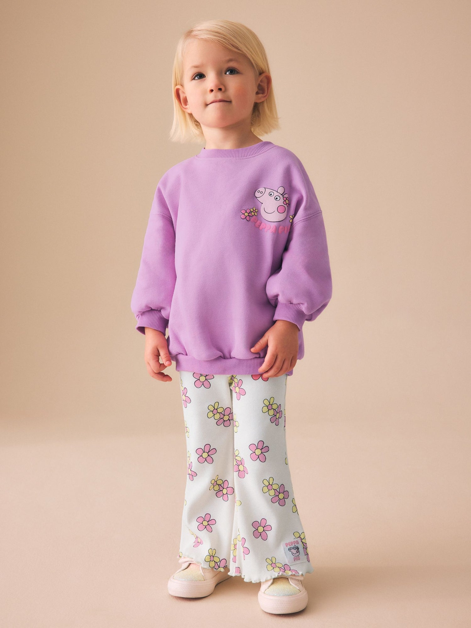 Purple Peppa Pig Sweatshirt &amp; Flare Leggings Set (3mths-7yrs) - Size 3-6 Months (62-68cm)