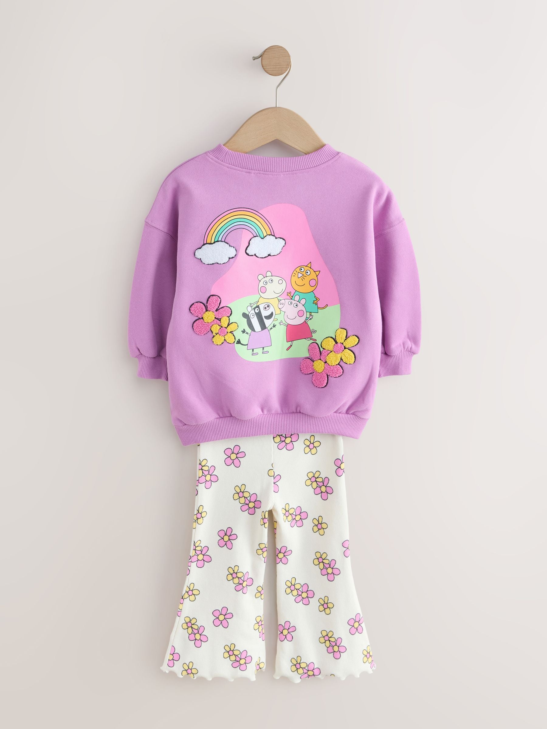 Purple Peppa Pig Sweatshirt &amp; Flare Leggings Set (3mths-7yrs) - Size 3-6 Months (62-68cm)