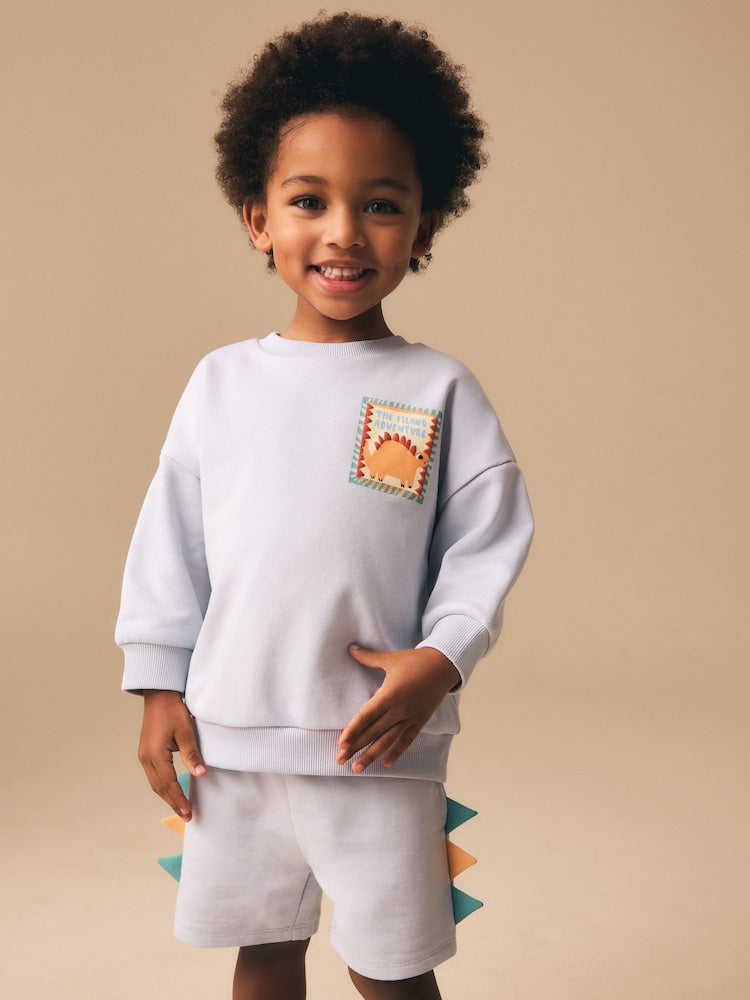 Blue Crew Neck Sweatshirt and Shorts Set (3mths-7yrs) (3mths-7yrs)