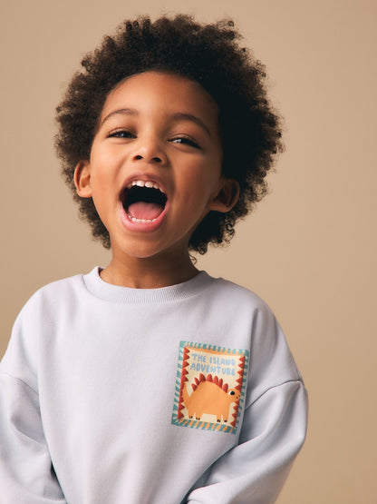 Blue Crew Neck Sweatshirt and Shorts Set (3mths-7yrs) (3mths-7yrs)