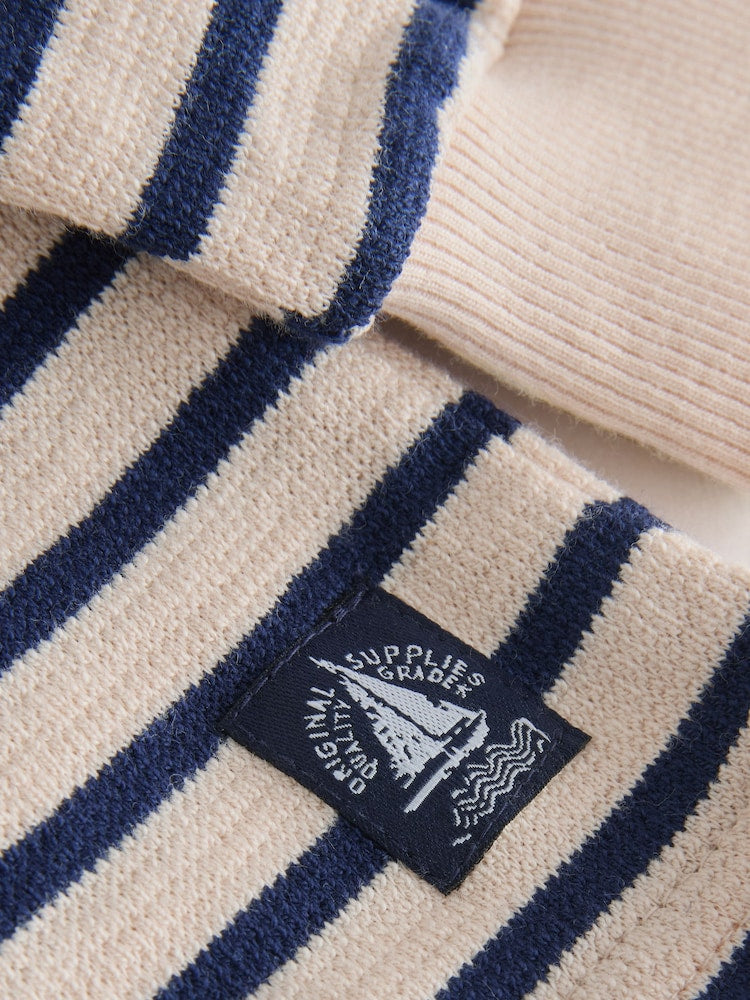 Ecru White Striped Textured Sweat Top and Shorts Set (3mths-7yrs) - Size 3-6 Months (62-68cm)