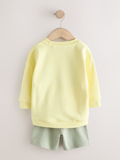 Yellow Surf Day Crew Neck Sweatshirt and Shorts Set (3mths-7yrs) (3mths-7yrs)