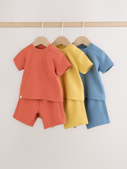 Orange/Blue/Yellow Tops and Shorts 6 Piece Baby Set (0mths-2yrs) - Orange/Blue/Yellow / 12-18 Months (80-86cm)