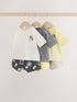 Mono/Fluro Yellow Palms Tops and Shorts Baby Set 6 Piece (0mths-3yrs) - Mono/Fluro Yellow Palms / 12-18 Months (80-86cm)