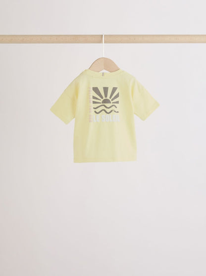 Mono/Fluro Yellow Palms Tops and Shorts Baby Set 6 Piece (0mths-3yrs)