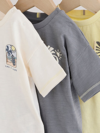 Mono/Fluro Yellow Palms Tops and Shorts Baby Set 6 Piece (0mths-3yrs)