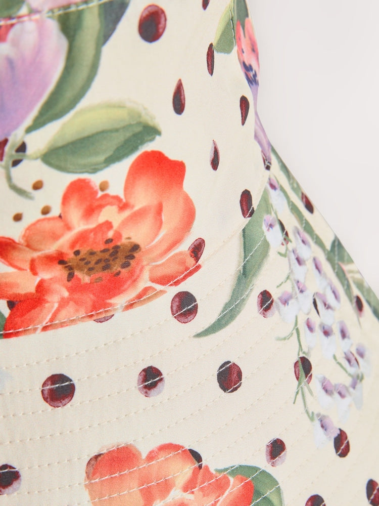 Polka Dot Floral Oversized Bucket Hat