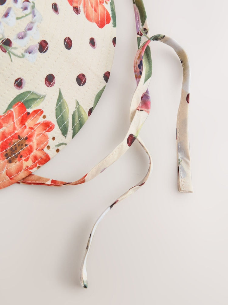 Polka Dot Floral Oversized Bucket Hat