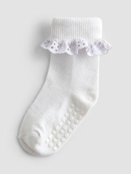 JoJo Maman Bébé Pink 3-Pack Frill Socks - Size Up To 6 Months (50 - 68cm)