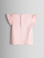 JoJo Maman Bébé Pink Ballerina Appliqué Frill Shoulder T-Shirt - Size 6-12 Months (68-80cm)