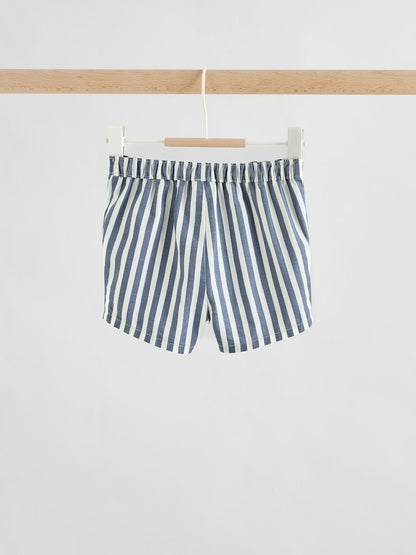 Navy Blue Knitted Top and Woven Shorts Baby Set (0mths-2yrs)