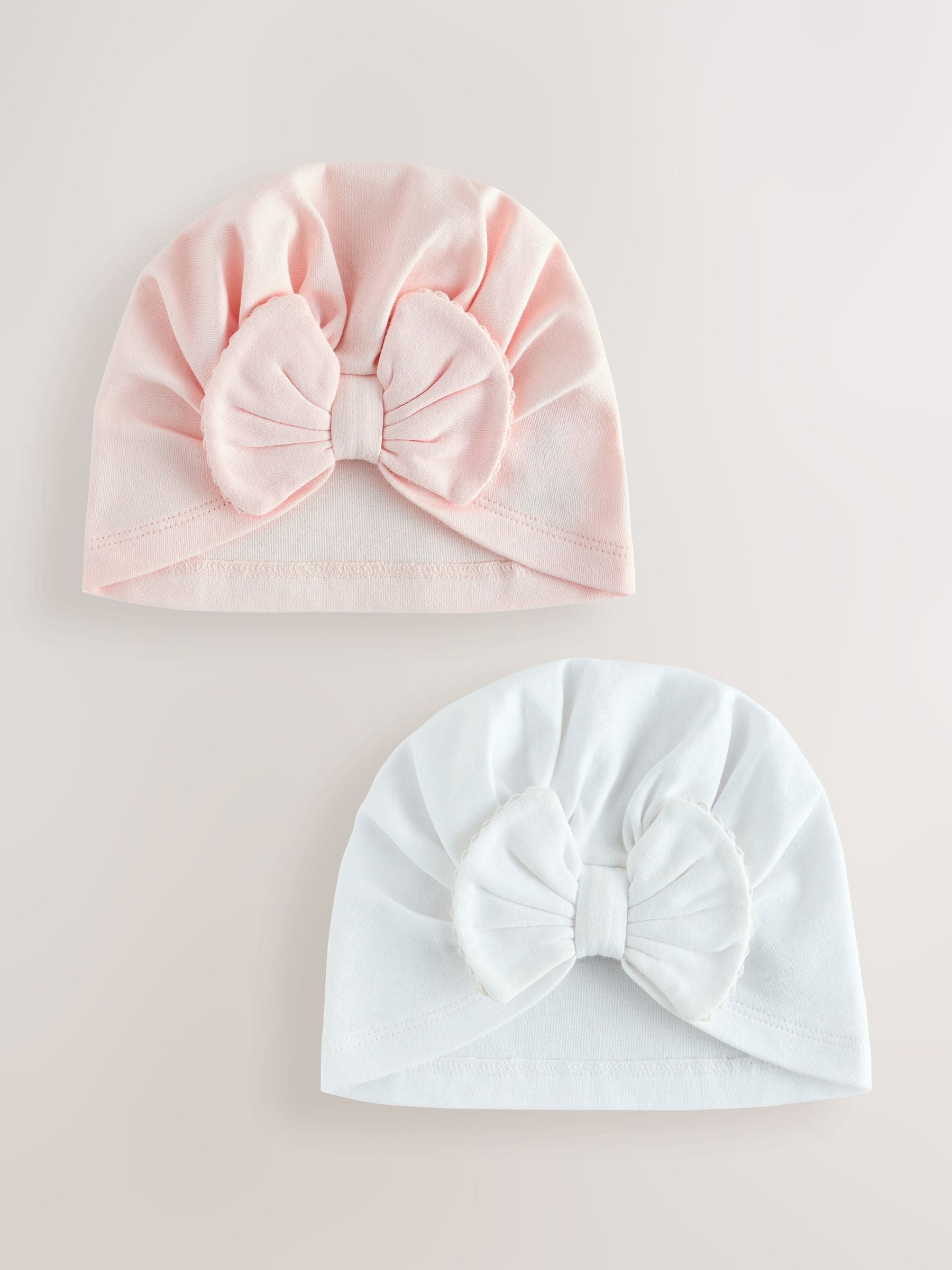 Pink/White Baby Turbans 2 Pack (0-18mths) - Size 50cm (First Size) - Default 1