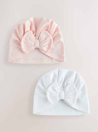 Pink/White Baby Turbans 2 Pack (0-18mths) - Size 50cm (First Size) - Default 1