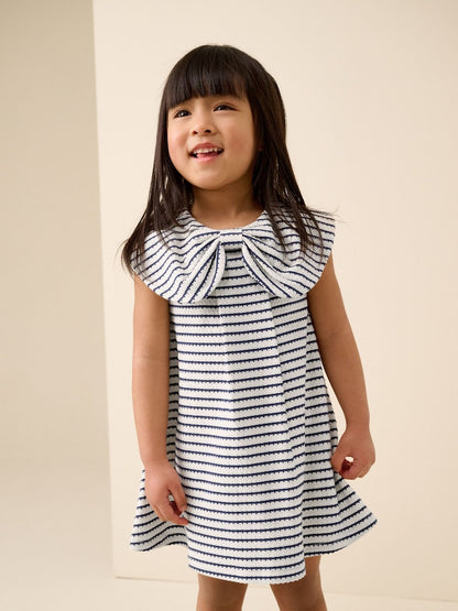 Monochrome Bow Collar Dress (3mths-7yrs) - Monochrome Bow Collar / 12-18 Months (80-86cm)