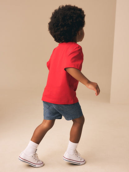 Red Short Sleeve Football Slogan T-Shirt (3mths-7yrs)
