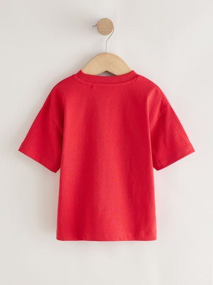 Red Short Sleeve Football Slogan T-Shirt (3mths-7yrs)