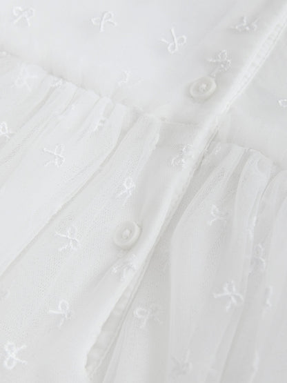 White Bow Mesh Baby Dress (0mths-2yrs)