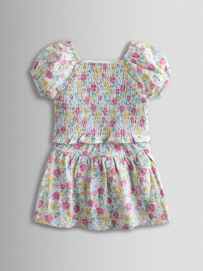 JoJo Maman Bébé Blue Smocked Cap Sleeve Top &amp; Skort Set