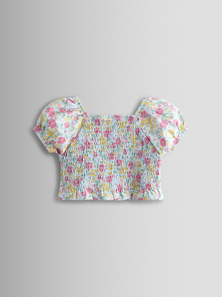 JoJo Maman Bébé Blue Smocked Cap Sleeve Top &amp; Skort Set