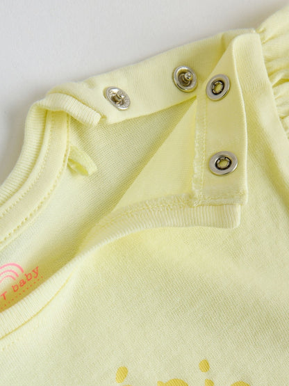 Yellow Cherry Short Sleeve Baby Tops and Wide Leg Leggings Set 2 Piece (0mths-2yrs)