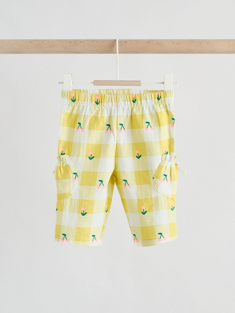 Yellow Cherry Short Sleeve Baby Tops and Wide Leg Leggings Set 2 Piece (0mths-2yrs)