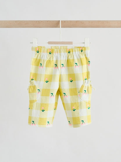 Yellow Cherry Short Sleeve Baby Tops and Wide Leg Leggings Set 2 Piece (0mths-2yrs)