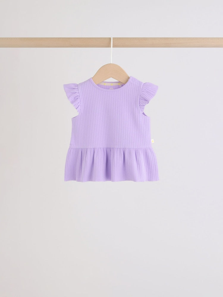 Multi Baby Short Sleeve Peplum T-Shirts 4 Pack (0mths-2yrs)