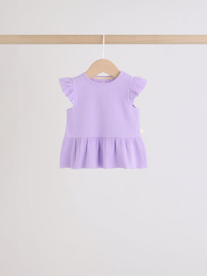 Multi Baby Short Sleeve Peplum T-Shirts 4 Pack (0mths-2yrs)