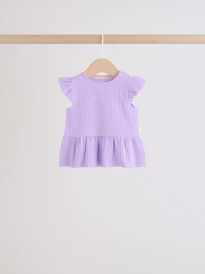 Multi Baby Short Sleeve Peplum T-Shirts 4 Pack (0mths-2yrs) - Size 50cm (First Size)