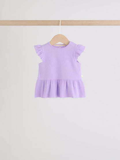 Multi Baby Short Sleeve Peplum T-Shirts 4 Pack (0mths-2yrs) - Size 50cm (First Size)