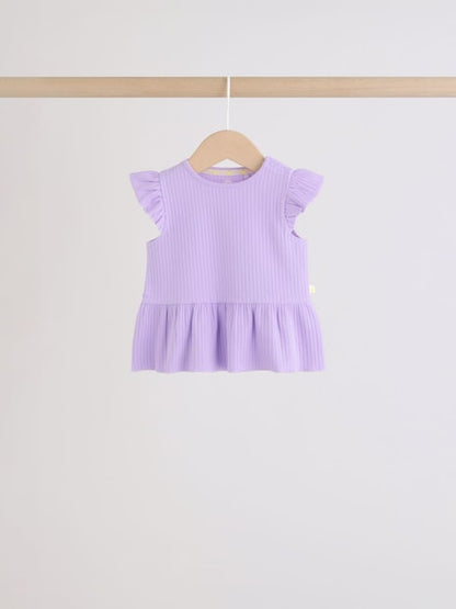 Multi Baby Short Sleeve Peplum T-Shirts 4 Pack (0mths-2yrs) - Size 50cm (First Size)
