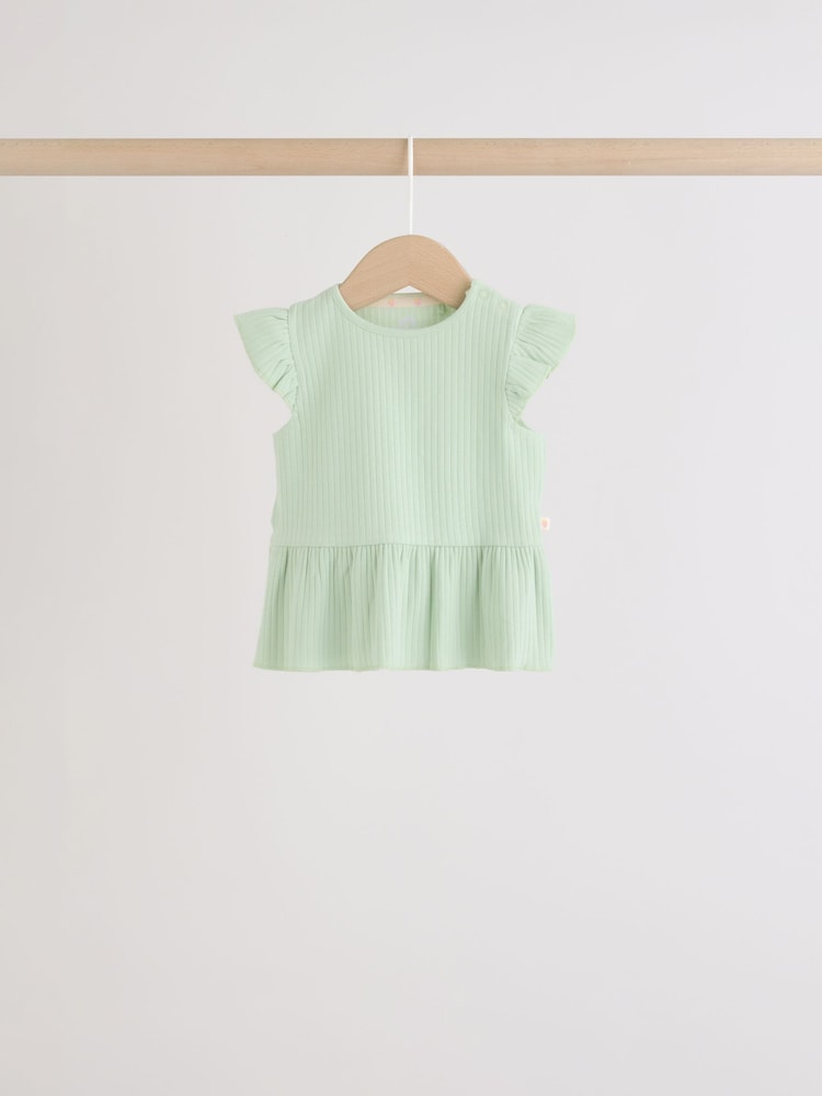 Multi Baby Short Sleeve Peplum T-Shirts 4 Pack (0mths-2yrs)