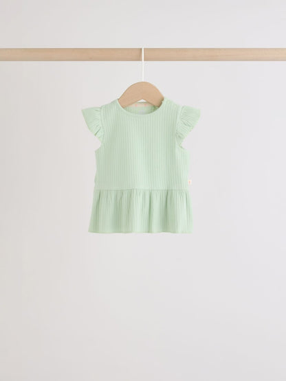Multi Baby Short Sleeve Peplum T-Shirts 4 Pack (0mths-2yrs)